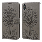 Tree & Deer Pattern Pressed Printing Horizontal Flip Leather Phone Case, For iPhone 13, For iPhone X / XS, For iPhone XR