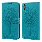 Tree & Deer Pattern Pressed Printing Horizontal Flip Leather Phone Case, For iPhone 13, For iPhone X / XS, For iPhone XR