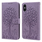 Tree & Deer Pattern Pressed Printing Horizontal Flip Leather Phone Case, For iPhone 13, For iPhone X / XS, For iPhone XR