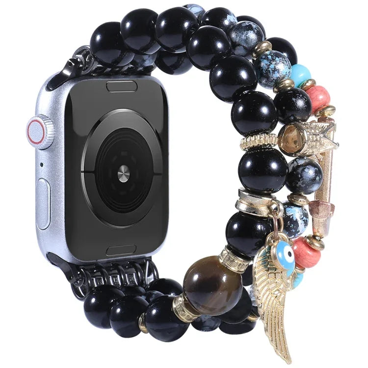 Beaded Crown Anchor Watchband For Apple Watch Series, 7 41mm / 6&SE&5&4 40mm / 3&2&1 38mm
