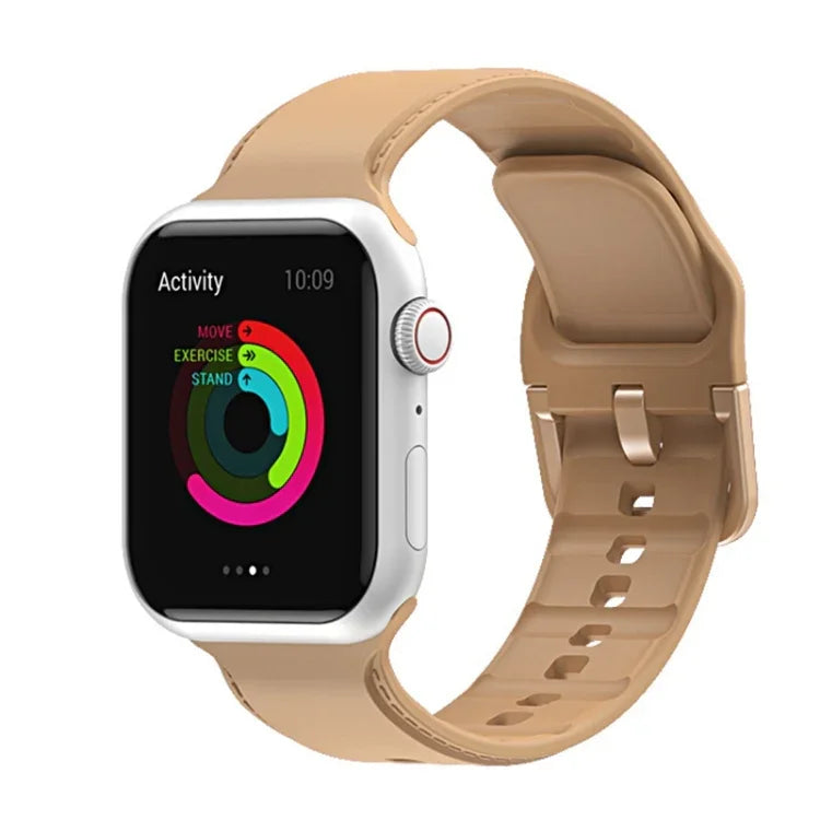 สายรัดนาฬิกาซิลิโคนเย็บ สำหรับ Apple Watch Series, 7 41 มม. / 6&SE&5&4 40 มม. / 3&2&1 38 มม., 7 45 มม. / 6&SE&5&4 44 มม. / 3&2&1 42 มม.