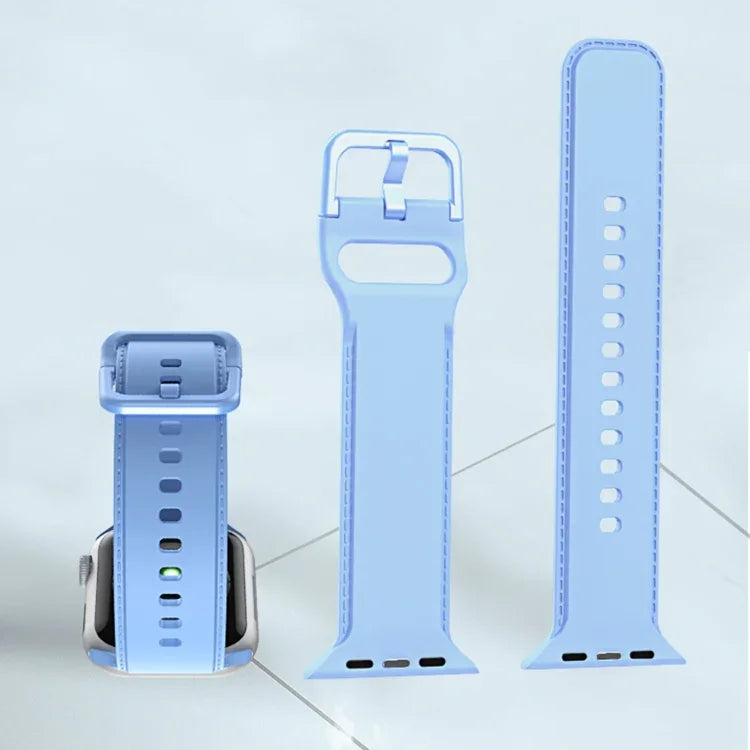 สายรัดนาฬิกาซิลิโคนเย็บ สำหรับ Apple Watch Series, 7 41 มม. / 6&SE&5&4 40 มม. / 3&2&1 38 มม., 7 45 มม. / 6&SE&5&4 44 มม. / 3&2&1 42 มม.