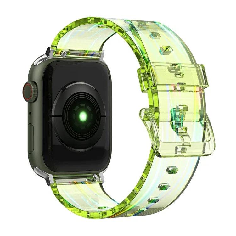 สายรัดนาฬิกาซิลิโคนโปร่งแสง Aurora สำหรับ Apple Watch Series, 7 41 มม. / 6&SE&5&4 40 มม. / 3&2&1 38 มม., 7 45 มม. / 6&SE&5&4 44 มม. / 3&2&1 42 มม.