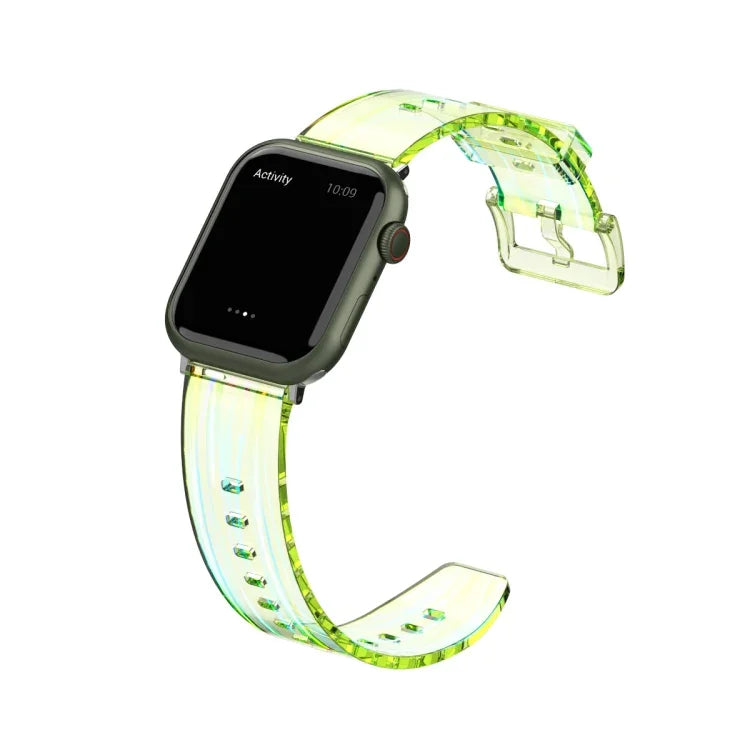 สายรัดนาฬิกาซิลิโคนโปร่งแสง Aurora สำหรับ Apple Watch Series, 7 41 มม. / 6&SE&5&4 40 มม. / 3&2&1 38 มม., 7 45 มม. / 6&SE&5&4 44 มม. / 3&2&1 42 มม.