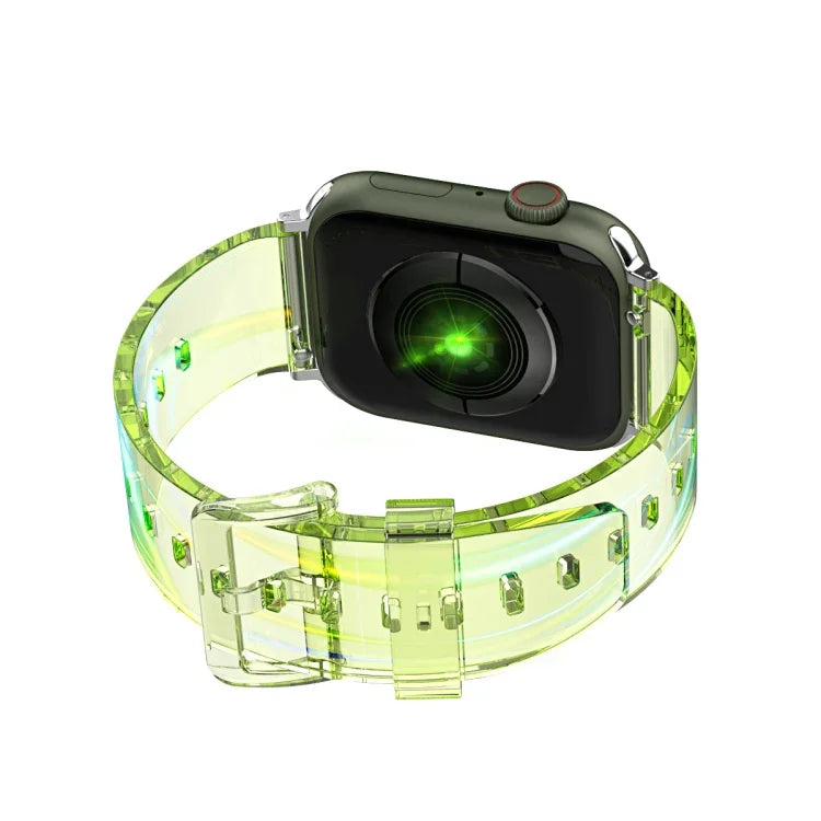 สายรัดนาฬิกาซิลิโคนโปร่งแสง Aurora สำหรับ Apple Watch Series, 7 41 มม. / 6&SE&5&4 40 มม. / 3&2&1 38 มม., 7 45 มม. / 6&SE&5&4 44 มม. / 3&2&1 42 มม.