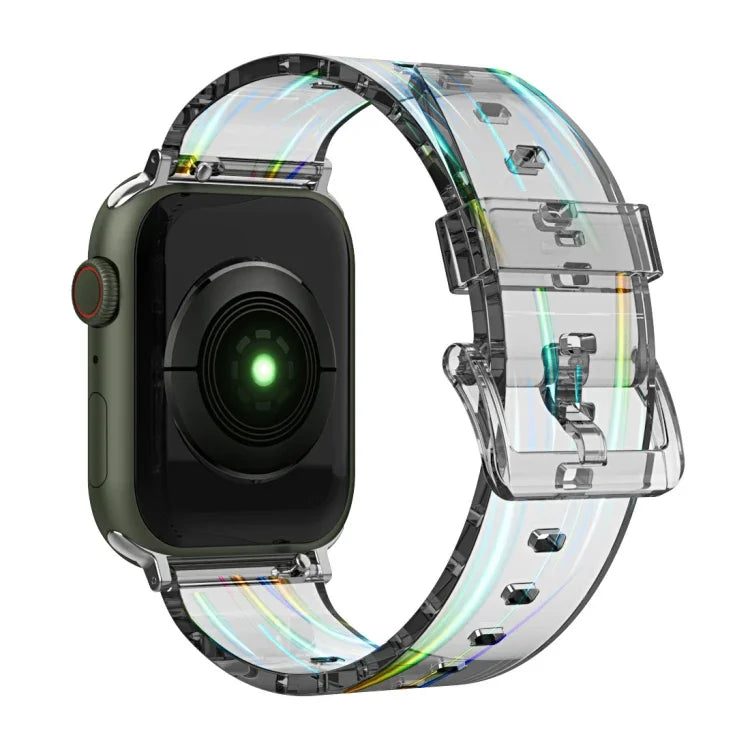 สายรัดนาฬิกาซิลิโคนโปร่งแสง Aurora สำหรับ Apple Watch Series, 7 41 มม. / 6&SE&5&4 40 มม. / 3&2&1 38 มม., 7 45 มม. / 6&SE&5&4 44 มม. / 3&2&1 42 มม.