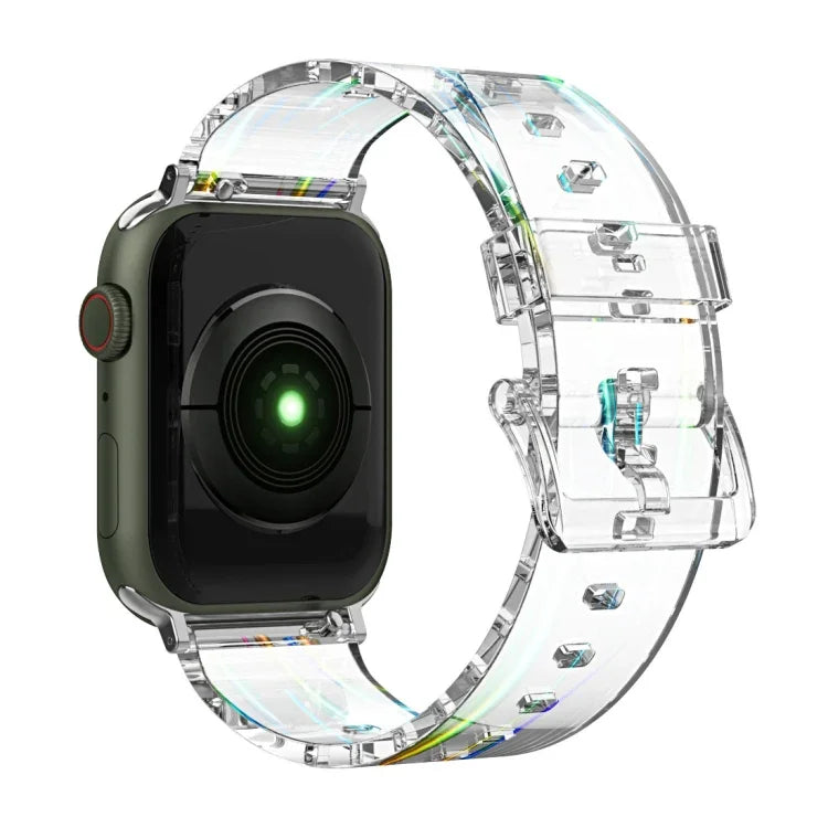 สายรัดนาฬิกาซิลิโคนโปร่งแสง Aurora สำหรับ Apple Watch Series, 7 41 มม. / 6&SE&5&4 40 มม. / 3&2&1 38 มม., 7 45 มม. / 6&SE&5&4 44 มม. / 3&2&1 42 มม.
