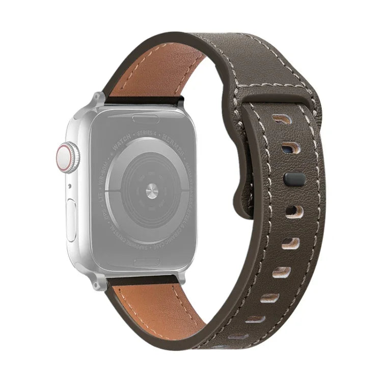 สายรัดนาฬิกาหนังวัวหัวเข็มขัดผีเสื้อ สำหรับ Apple Watch Series, 7 41 มม. / 6&SE&5&4 40 มม. / 3&2&1 38 มม., 7 45 มม. / 6&SE&5&4 44 มม. / 3&2&1 42 มม.