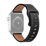 สายรัดนาฬิกาหนังวัวหัวเข็มขัดผีเสื้อ สำหรับ Apple Watch Series, 7 41 มม. / 6&SE&5&4 40 มม. / 3&2&1 38 มม., 7 45 มม. / 6&SE&5&4 44 มม. / 3&2&1 42 มม.