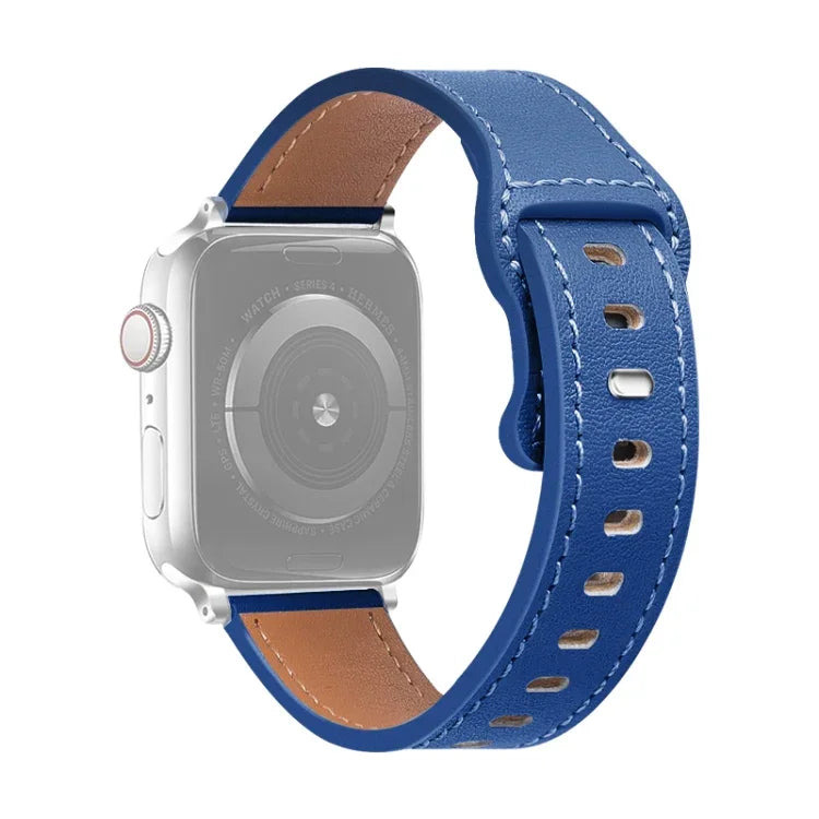 สายรัดนาฬิกาหนังวัวหัวเข็มขัดผีเสื้อ สำหรับ Apple Watch Series, 7 41 มม. / 6&SE&5&4 40 มม. / 3&2&1 38 มม., 7 45 มม. / 6&SE&5&4 44 มม. / 3&2&1 42 มม.