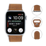 สายรัดนาฬิกาหนังม้าบ้าแบบหัวเข็มขัดผีเสื้อ สำหรับ Apple Watch Series, 7 41 มม. / 6&SE&5&4 40 มม. / 3&2&1 38 มม., 7 45 มม. / 6&SE&5&4 44 มม. / 3&2&1 42 มม.