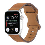 สายรัดนาฬิกาหนังม้าบ้าแบบหัวเข็มขัดผีเสื้อ สำหรับ Apple Watch Series, 7 41 มม. / 6&SE&5&4 40 มม. / 3&2&1 38 มม., 7 45 มม. / 6&SE&5&4 44 มม. / 3&2&1 42 มม.