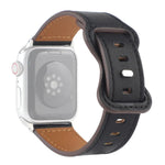 สายรัดนาฬิกาหนังม้าบ้าแบบหัวเข็มขัดผีเสื้อ สำหรับ Apple Watch Series, 7 41 มม. / 6&SE&5&4 40 มม. / 3&2&1 38 มม., 7 45 มม. / 6&SE&5&4 44 มม. / 3&2&1 42 มม.