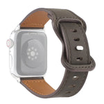 สายรัดนาฬิกาหนังม้าบ้าแบบหัวเข็มขัดผีเสื้อ สำหรับ Apple Watch Series, 7 41 มม. / 6&SE&5&4 40 มม. / 3&2&1 38 มม., 7 45 มม. / 6&SE&5&4 44 มม. / 3&2&1 42 มม.