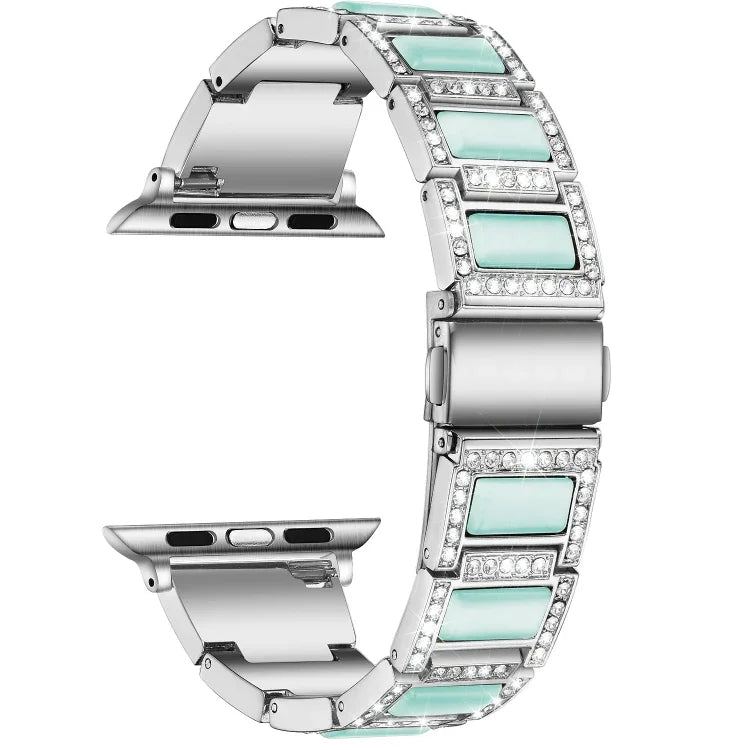 สายรัดนาฬิกาโลหะโอปอล 22 มม. สำหรับ Apple Watch Series, 7 41 มม. / 6&SE&5&4 40 มม. / 3&2&1 38 มม., 7 45 มม. / 6&SE&5&4 44 มม. / 3&2&1 42 มม.