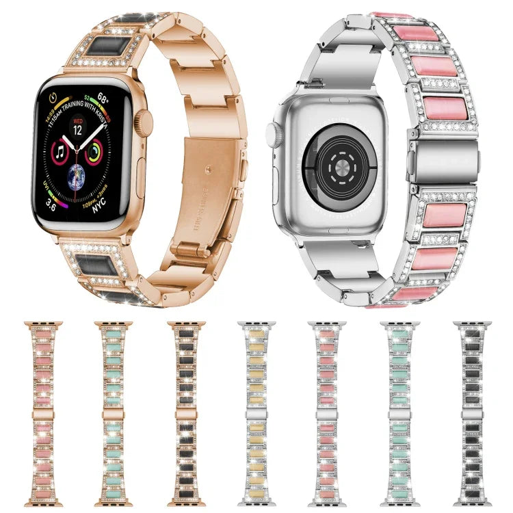 สายรัดนาฬิกาโลหะโอปอล 22 มม. สำหรับ Apple Watch Series, 7 41 มม. / 6&SE&5&4 40 มม. / 3&2&1 38 มม., 7 45 มม. / 6&SE&5&4 44 มม. / 3&2&1 42 มม.