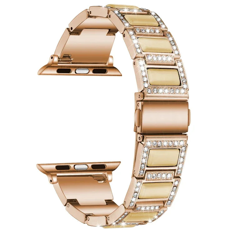 สายรัดนาฬิกาโลหะโอปอล 22 มม. สำหรับ Apple Watch Series, 7 41 มม. / 6&SE&5&4 40 มม. / 3&2&1 38 มม., 7 45 มม. / 6&SE&5&4 44 มม. / 3&2&1 42 มม.