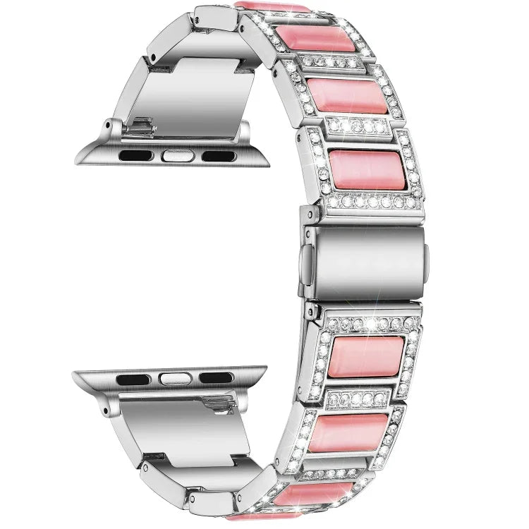 สายรัดนาฬิกาโลหะโอปอล 22 มม. สำหรับ Apple Watch Series, 7 41 มม. / 6&SE&5&4 40 มม. / 3&2&1 38 มม., 7 45 มม. / 6&SE&5&4 44 มม. / 3&2&1 42 มม.