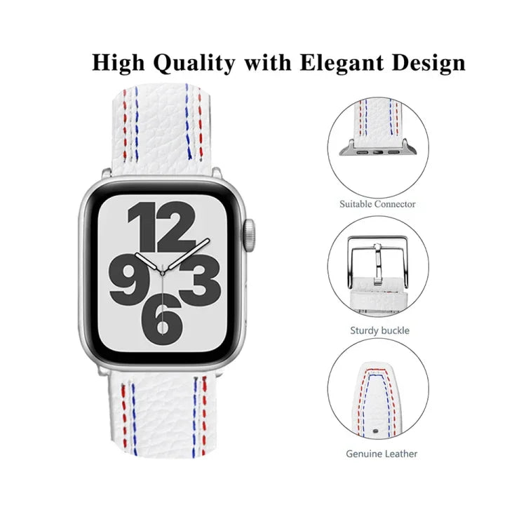 สายรัดนาฬิกาหนังสามเส้น สำหรับ Apple Watch Series, 7 41 มม. / 6&SE&5&4 40 มม. / 3&2&1 38 มม., 7 45 มม. / 6&SE&5&4 44 มม. / 3&2&1 42 มม.