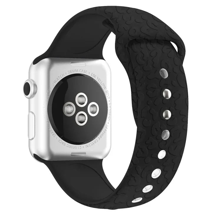 สายรัดนาฬิกาซิลิโคนลายลายเสือดาว สำหรับ Apple Watch Series, 7 41 มม. / 6&SE&5&4 40 มม. / 3&2&1 38 มม., 7 45 มม. / 6&SE&5&4 44 มม. / 3&2&1 42 มม.