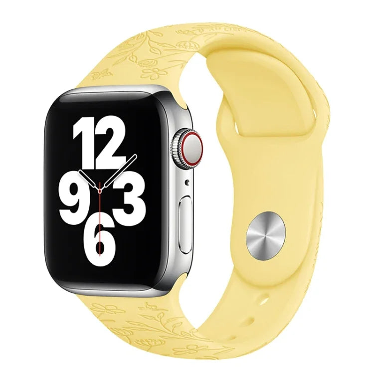 สายรัดนาฬิกาซิลิโคนลายผีเสื้อรักดอกไม้ สำหรับ Apple Watch Series, 7 41 มม. / 6&SE&5&4 40 มม. / 3&2&1 38 มม.