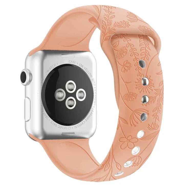 สายรัดนาฬิกาซิลิโคนลายผีเสื้อรักดอกไม้ สำหรับ Apple Watch Series, 7 41 มม. / 6&SE&5&4 40 มม. / 3&2&1 38 มม.