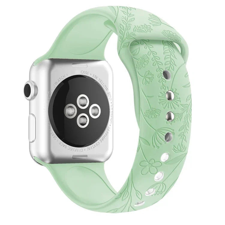 สายรัดนาฬิกาซิลิโคนลายผีเสื้อรักดอกไม้ สำหรับ Apple Watch Series, 7 41 มม. / 6&SE&5&4 40 มม. / 3&2&1 38 มม.