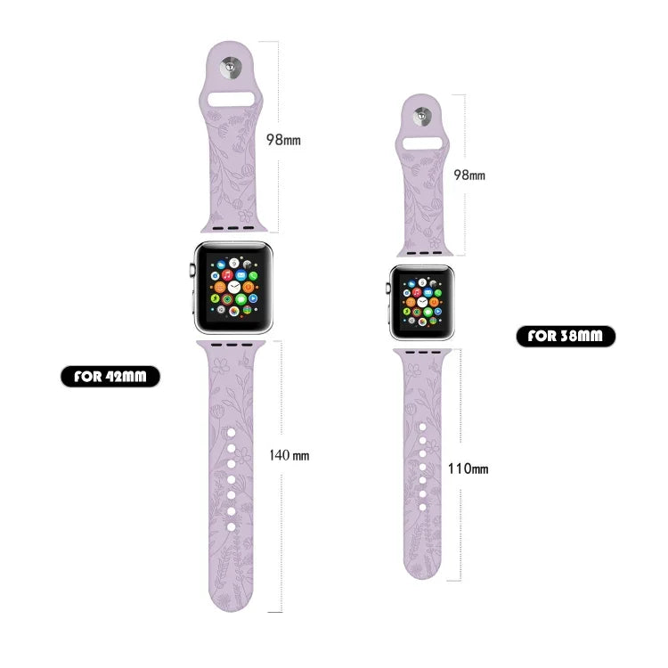 สายรัดนาฬิกาซิลิโคนลายผีเสื้อรักดอกไม้ สำหรับ Apple Watch Series, 7 41 มม. / 6&SE&5&4 40 มม. / 3&2&1 38 มม.