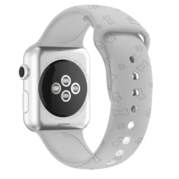 สายรัดนาฬิกาซิลิโคนลายรอยเท้าสุนัข สำหรับ Apple Watch Series, 7 41 มม. / 6&SE&5&4 40 มม. / 3&2&1 38 มม., 7 45 มม. / 6&SE&5&4 44 มม. / 3&2&1 42 มม.