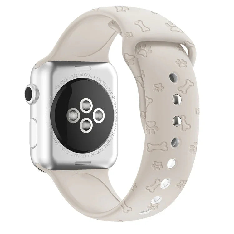 สายรัดนาฬิกาซิลิโคนลายรอยเท้าสุนัข สำหรับ Apple Watch Series, 7 41 มม. / 6&SE&5&4 40 มม. / 3&2&1 38 มม., 7 45 มม. / 6&SE&5&4 44 มม. / 3&2&1 42 มม.