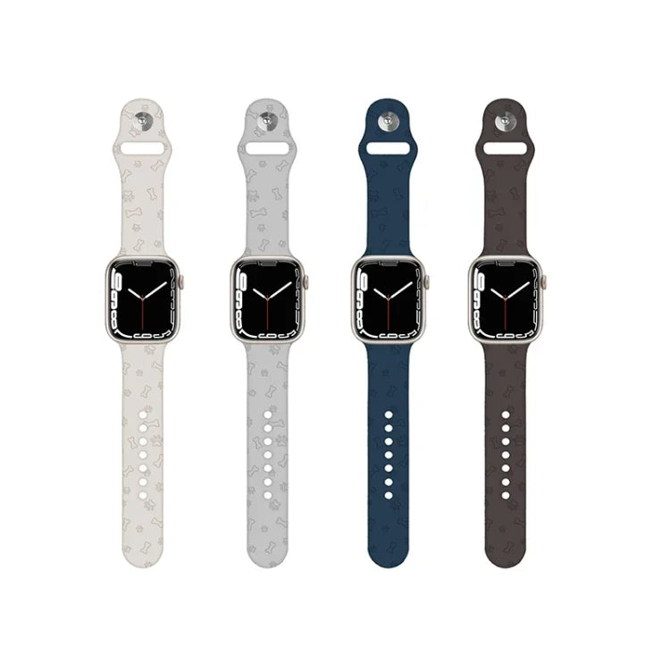 สายรัดนาฬิกาซิลิโคนลายรอยเท้าสุนัข สำหรับ Apple Watch Series, 7 41 มม. / 6&SE&5&4 40 มม. / 3&2&1 38 มม., 7 45 มม. / 6&SE&5&4 44 มม. / 3&2&1 42 มม.