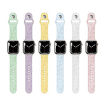 สายรัดนาฬิกาซิลิโคนลายใบโคลเวอร์สี่แฉก สำหรับ Apple Watch Series, 7 45 มม. / 6&SE&5&4 44 มม. / 3&2&1 42 มม., 7 41 มม. / 6&SE&5&4 40 มม. / 3&2&1 38 มม.