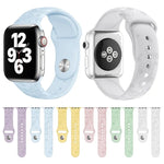 สายรัดนาฬิกาซิลิโคนลายใบโคลเวอร์สี่แฉก สำหรับ Apple Watch Series, 7 45 มม. / 6&SE&5&4 44 มม. / 3&2&1 42 มม., 7 41 มม. / 6&SE&5&4 40 มม. / 3&2&1 38 มม.