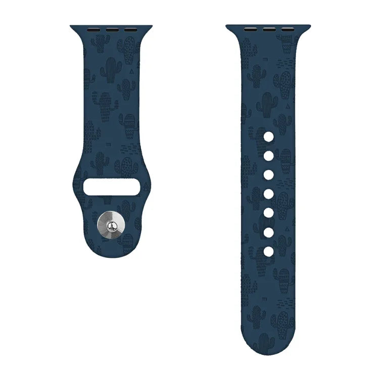สายรัดนาฬิกาซิลิโคนลายต้นกระบองเพชร สำหรับ Apple Watch Series, 7 41 มม. / 6&SE&5&4 40 มม. / 3&2&1 38 มม., 7 45 มม. / 6&SE&5&4 44 มม. / 3&2&1 42 มม.