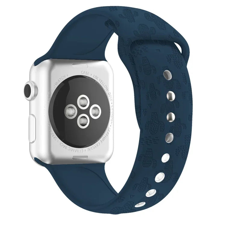 สายรัดนาฬิกาซิลิโคนลายต้นกระบองเพชร สำหรับ Apple Watch Series, 7 41 มม. / 6&SE&5&4 40 มม. / 3&2&1 38 มม., 7 45 มม. / 6&SE&5&4 44 มม. / 3&2&1 42 มม.