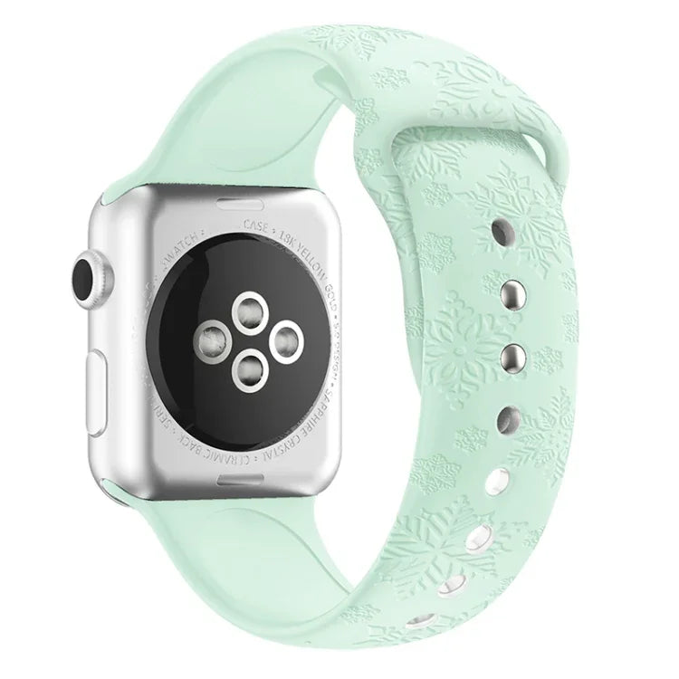 สายรัดนาฬิกาซิลิโคนลายเกล็ดหิมะ สำหรับ Apple Watch Series, 7 41 มม. / 6&SE&5&4 40 มม. / 3&2&1 38 มม., 7 45 มม. / 6&SE&5&4 44 มม. / 3&2&1 42 มม.