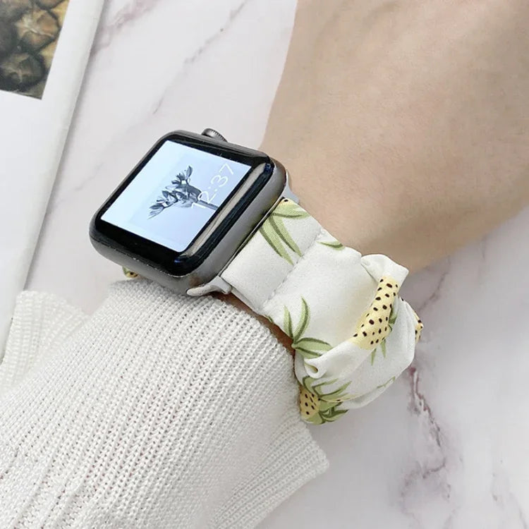 สายรัดนาฬิกาผ้ายืดลายผลไม้แบบห่วงเดี่ยว สำหรับ Apple Watch Series, 7 41 มม. / 6&SE&5&4 40 มม. / 3&2&1 38 มม., 7 45 มม. / 6&SE&5&4 44 มม. / 3&2&1 42 มม.