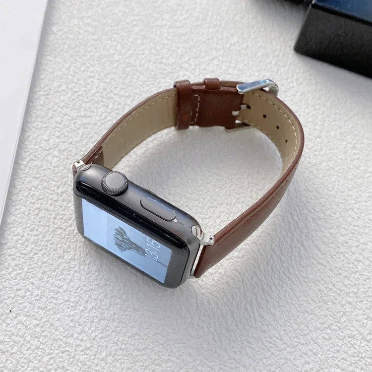 สายรัดนาฬิกาหนังเงางาม สำหรับ Apple Watch Series, 7 41 มม. / 6&SE&5&4 40 มม. / 3&2&1 38 มม., 7 45 มม. / 6&SE&5&4 44 มม. / 3&2&1 42 มม.