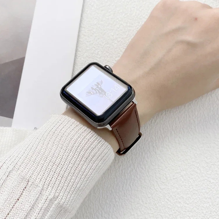 สายรัดนาฬิกาหนังเงางาม สำหรับ Apple Watch Series, 7 41 มม. / 6&SE&5&4 40 มม. / 3&2&1 38 มม., 7 45 มม. / 6&SE&5&4 44 มม. / 3&2&1 42 มม.