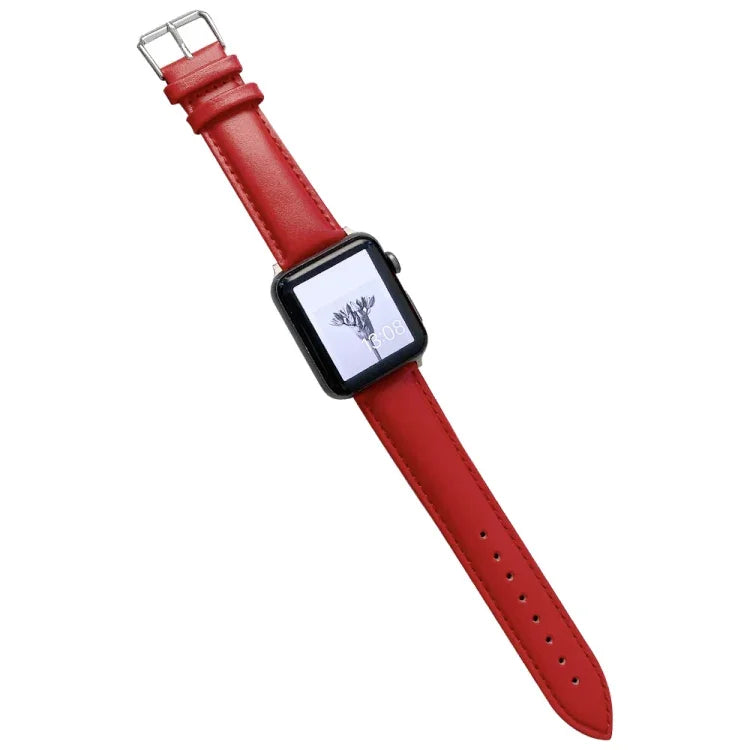 สายรัดนาฬิกาหนังเงางาม สำหรับ Apple Watch Series, 7 41 มม. / 6&SE&5&4 40 มม. / 3&2&1 38 มม., 7 45 มม. / 6&SE&5&4 44 มม. / 3&2&1 42 มม.