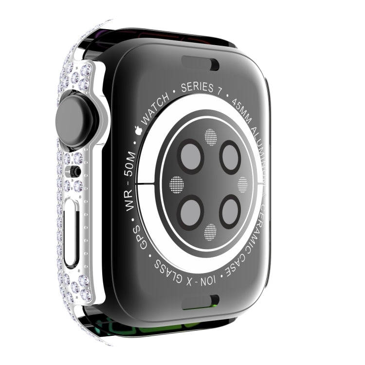 เคส PC เพชร + กระจกนิรภัยสำหรับ Apple Watch Series 7 41 มม. 7 45 มม.