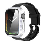 เคส PC เพชร + กระจกนิรภัยสำหรับ Apple Watch Series 7 41 มม. 7 45 มม.