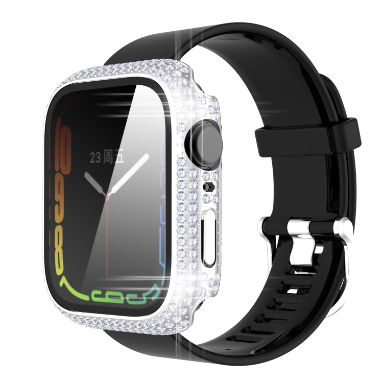 เคส PC เพชร + กระจกนิรภัยสำหรับ Apple Watch Series 7 41 มม. 7 45 มม.