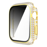 เคส PC เพชร + กระจกนิรภัยสำหรับ Apple Watch Series 7 41 มม. 7 45 มม.