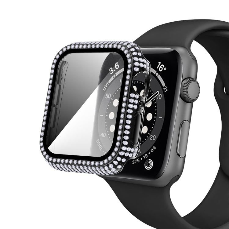 เคส PC เพชร + กระจกนิรภัยสำหรับ Apple Watch Series 6&SE&5&4 40 มม. 6&SE&5&4 44 มม.
