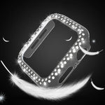 เคสเรือนนาฬิกา PC ประดับเพชรสองแถวสำหรับ Apple Watch Series, 7 41mm, 7 45mm