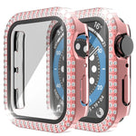เคส PC เพชรสองแถว + กระจกนิรภัยสำหรับ Apple Watch Series 6&SE&5&4 40 มม. 6&SE&5&4 44 มม. 6&SE&5&4 40 มม. / 3&2&1 38 มม.