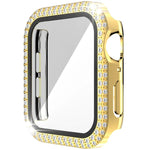 เคส PC เพชรสองแถว + กระจกนิรภัยสำหรับ Apple Watch Series 6&SE&5&4 40 มม. 6&SE&5&4 44 มม. 6&SE&5&4 40 มม. / 3&2&1 38 มม.