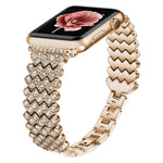 สายโลหะประดับเพชรรูปหัวใจสำหรับ Apple Watch Series, 7 41mm / 6&SE&5&4 40mm / 3&2&1 38mm, 7 45mm / 6&SE&5&4 44mm / 3&2&1 42mm