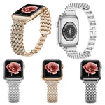 สายโลหะประดับเพชรรูปหัวใจสำหรับ Apple Watch Series, 7 41mm / 6&SE&5&4 40mm / 3&2&1 38mm, 7 45mm / 6&SE&5&4 44mm / 3&2&1 42mm